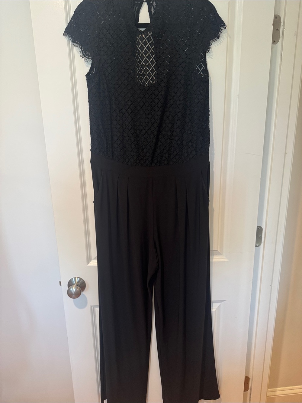 Ulla Johnson Black Lace Bodice Wide-Leg Jumpsuit